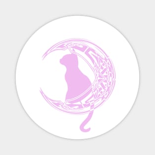 Pink Celtic Moon Cat | Kitten Magnet